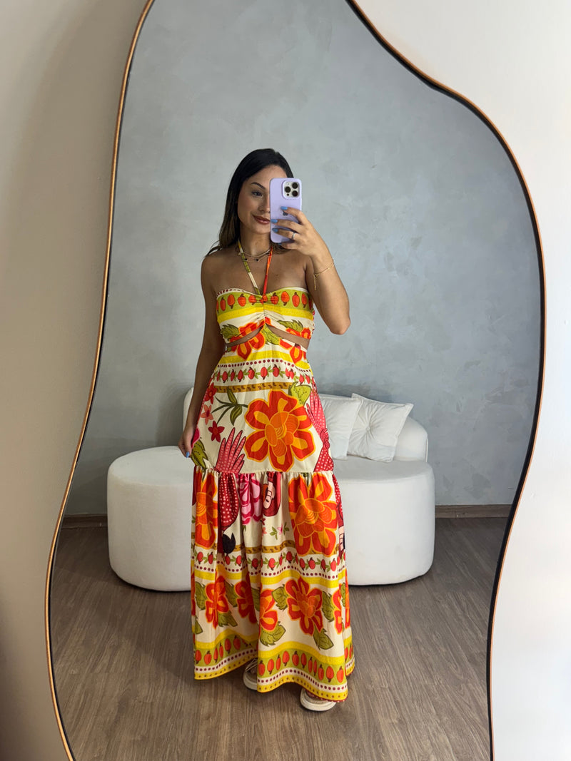 Vestido longo tropical