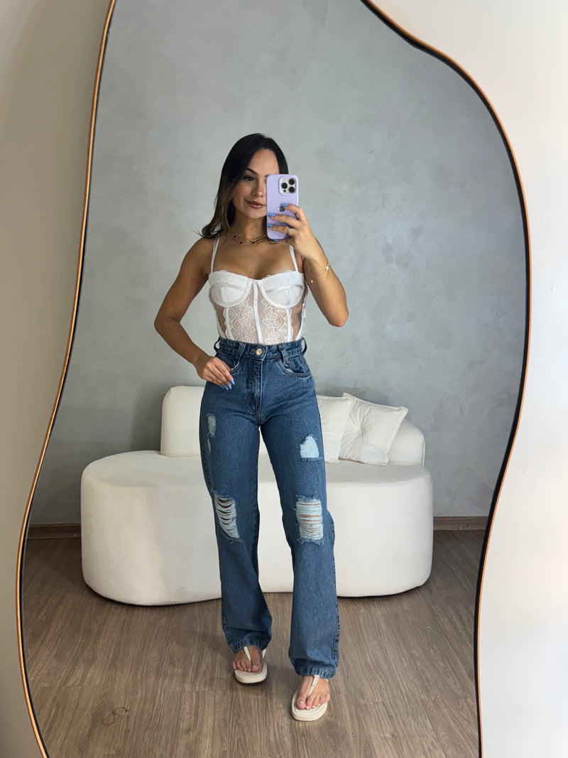 Calça wide leg jeans