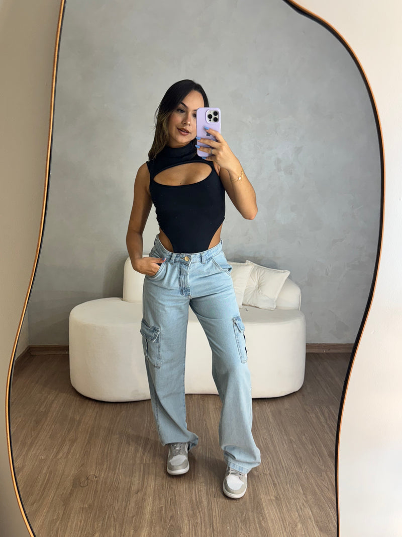 Calça cargo jeans