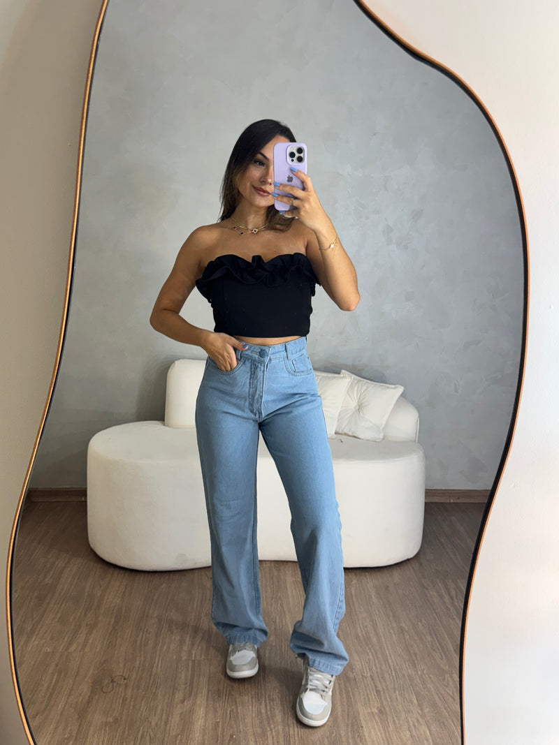 Calça wide leg jeans