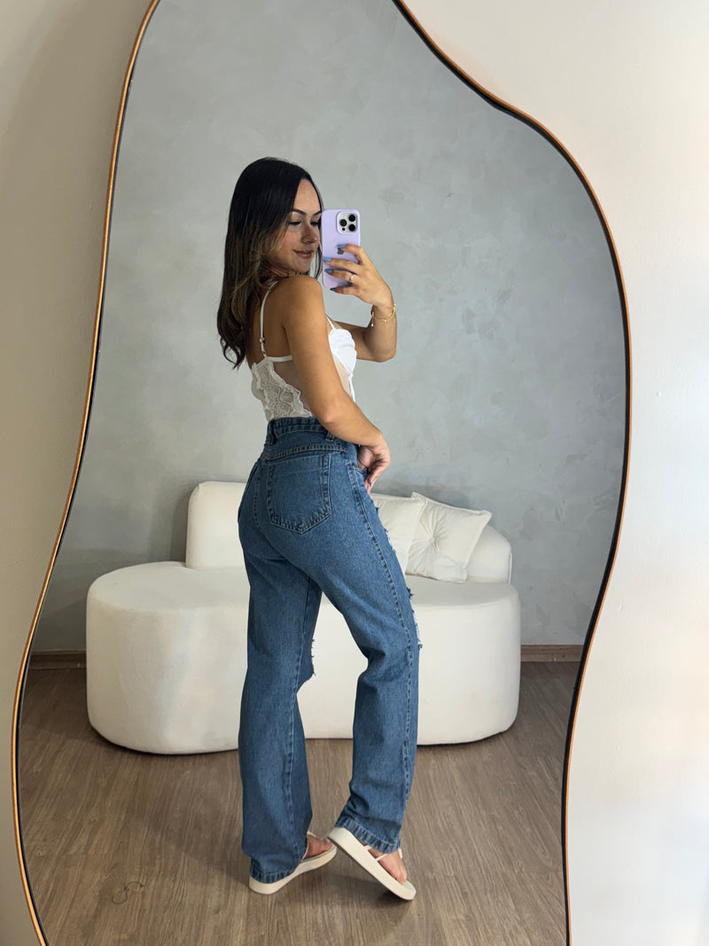 Calça wide leg jeans